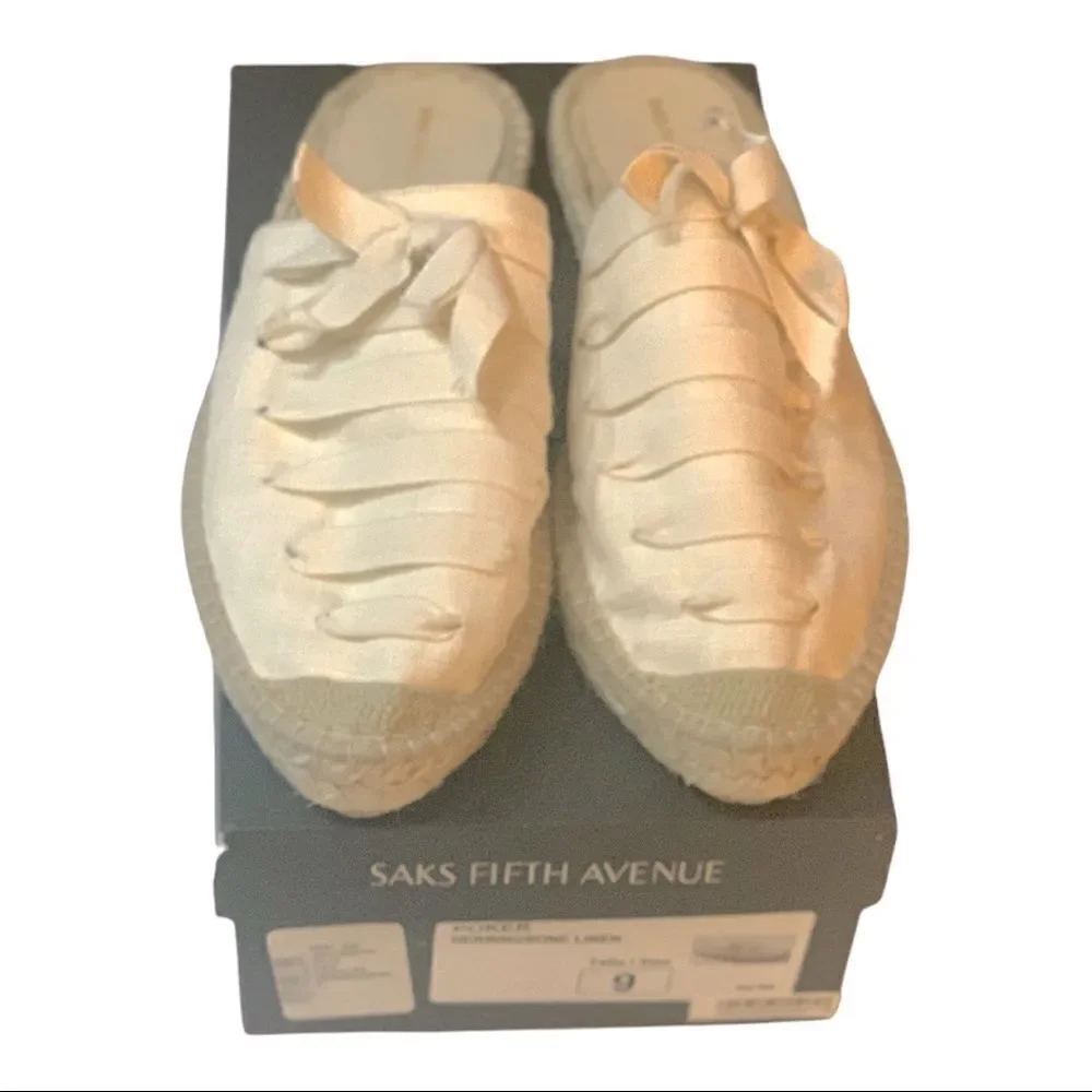 Saks Fifth Avenue Poker Herringbone Lace Up Mule